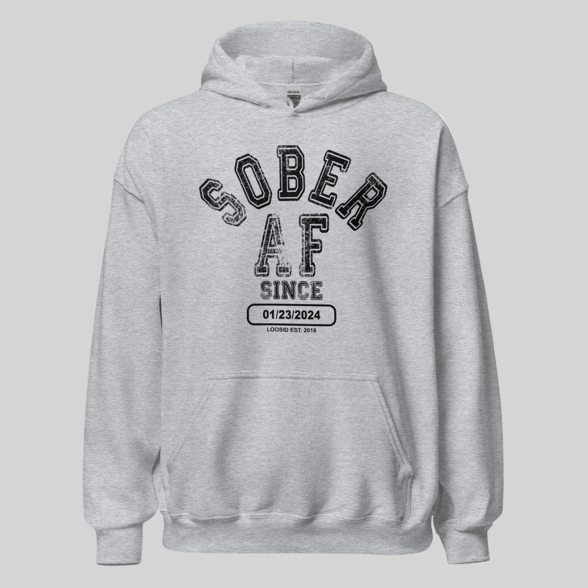 Sober AF Since Recovery Hoodie back view (view 47)