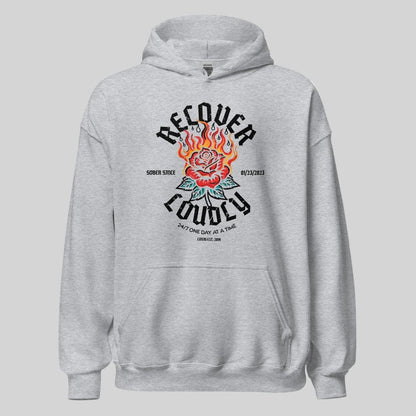 Recover Loudly Custom Sobriety Date Recovery Hoodie featuring the design (view 41)