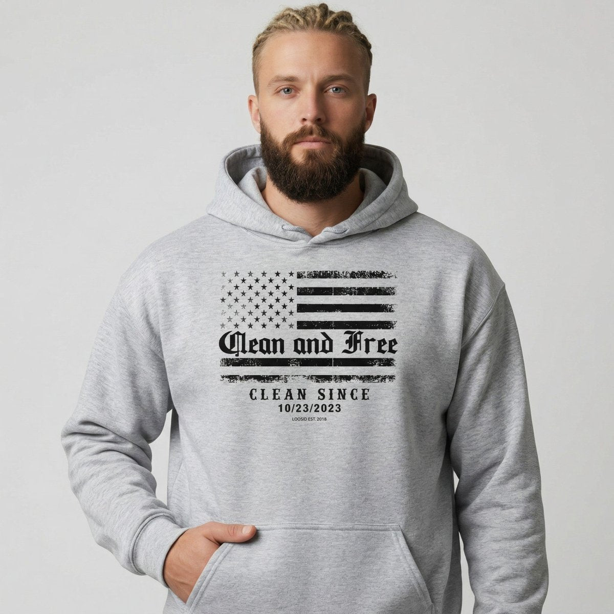 Clean and Free Custom Recovery Date Recovery Hoodie fit detail (view 19)