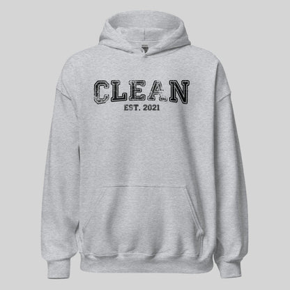 Clean Est. Hoodie w Personalized Recovery Year Recovery Hoodie back view (view 17)