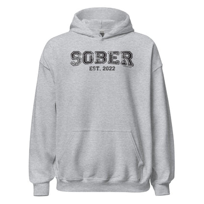 Sober Est. Hoodie w Personalized Sobriety Year Recovery Hoodie packaging detail (view 18)