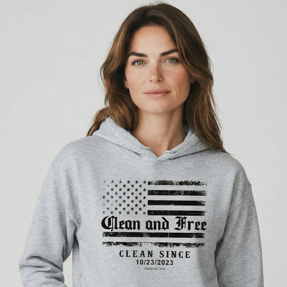 Clean and Free Custom Recovery Date Recovery Hoodie fit detail (view 19)