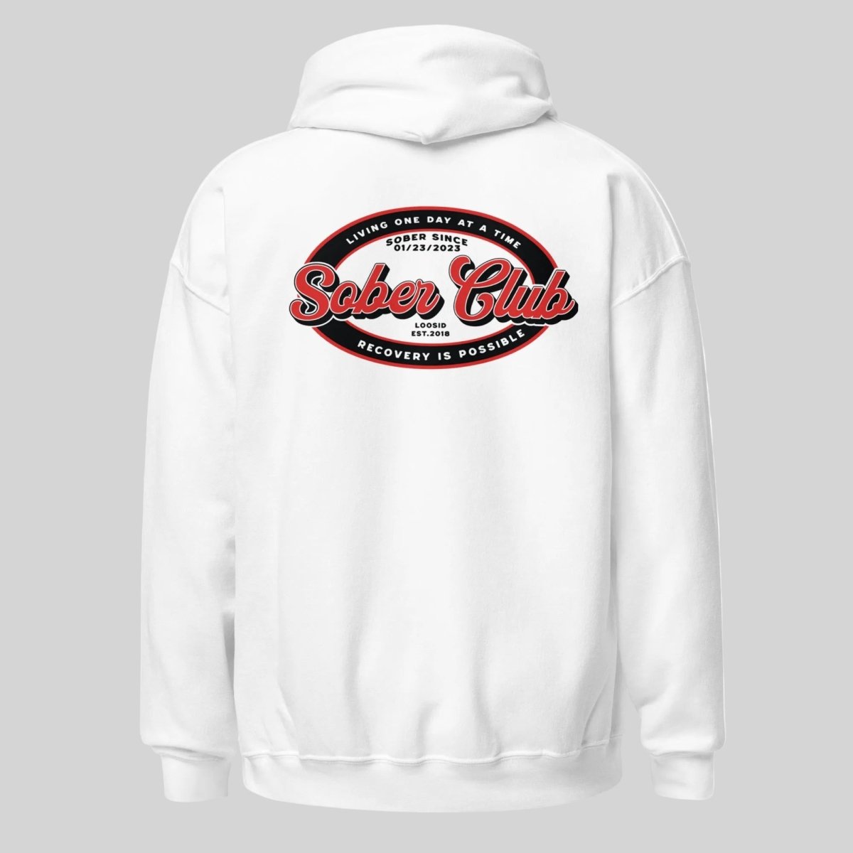 Sober Club Badge Recovery Hoodie featuring the design (view 21)