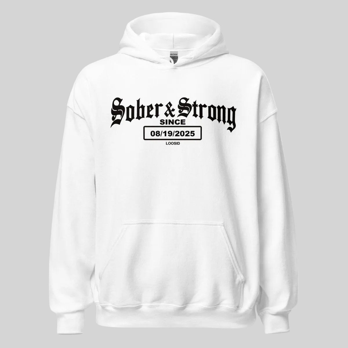 Sober & Strong Old School Recovery Hoodie lifestyle view (view 35)