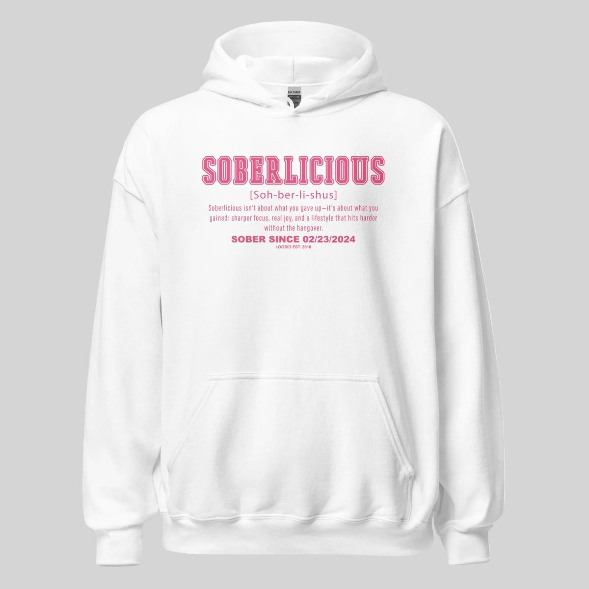 Soberlicious Definition Hoodie w Custom Sobriety Date Recovery Hoodie lifestyle view (view 5)