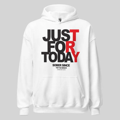 Just For Today Custom Sobriety Date Recovery Hoodie close-up view (view 22)