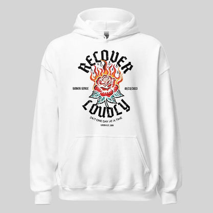 Recover Loudly Custom Sobriety Date Recovery Hoodie back view (view 27)