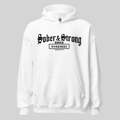 Old School Sober Recovery Hoodie close-up view (view 22)