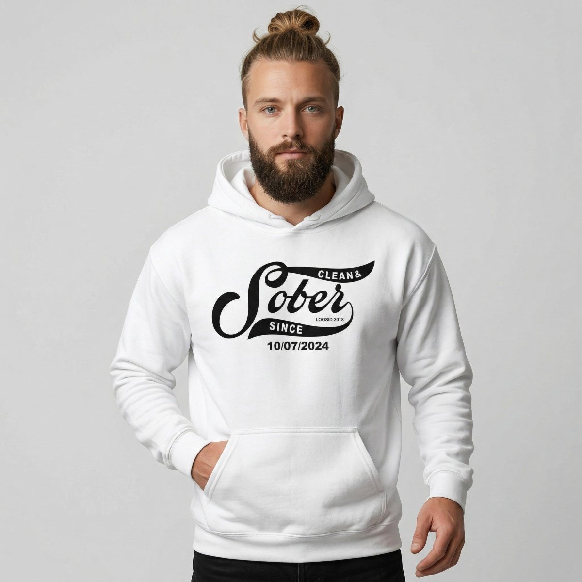 Sober Since Recovery Hoodie side view (view 36)