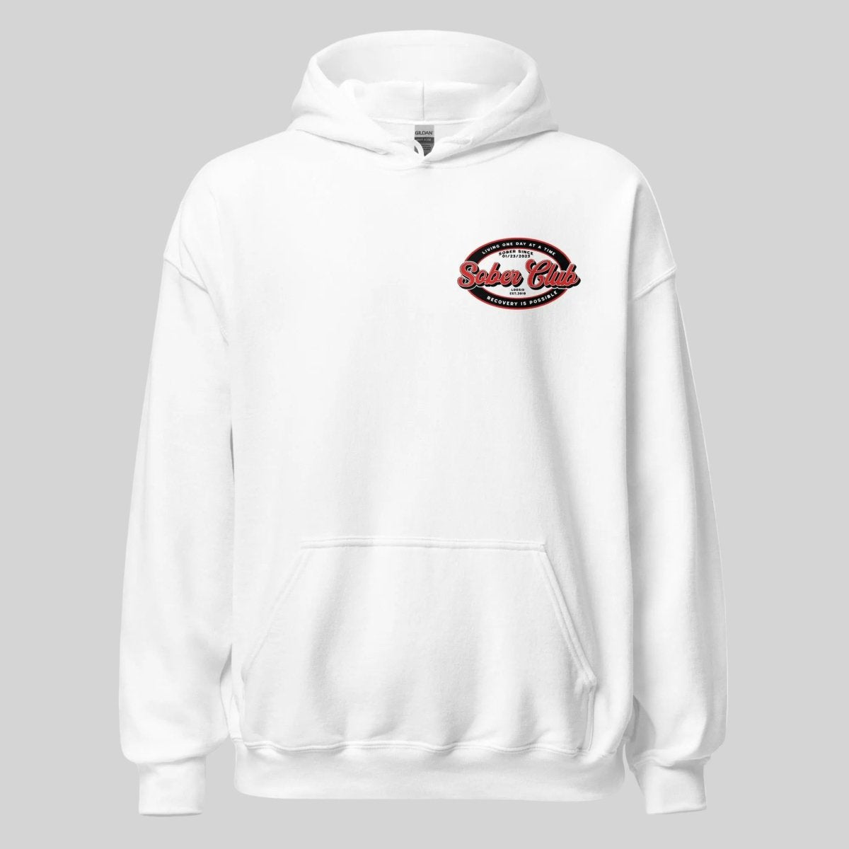 Sober Club Badge Recovery Hoodie packaging detail (view 18)