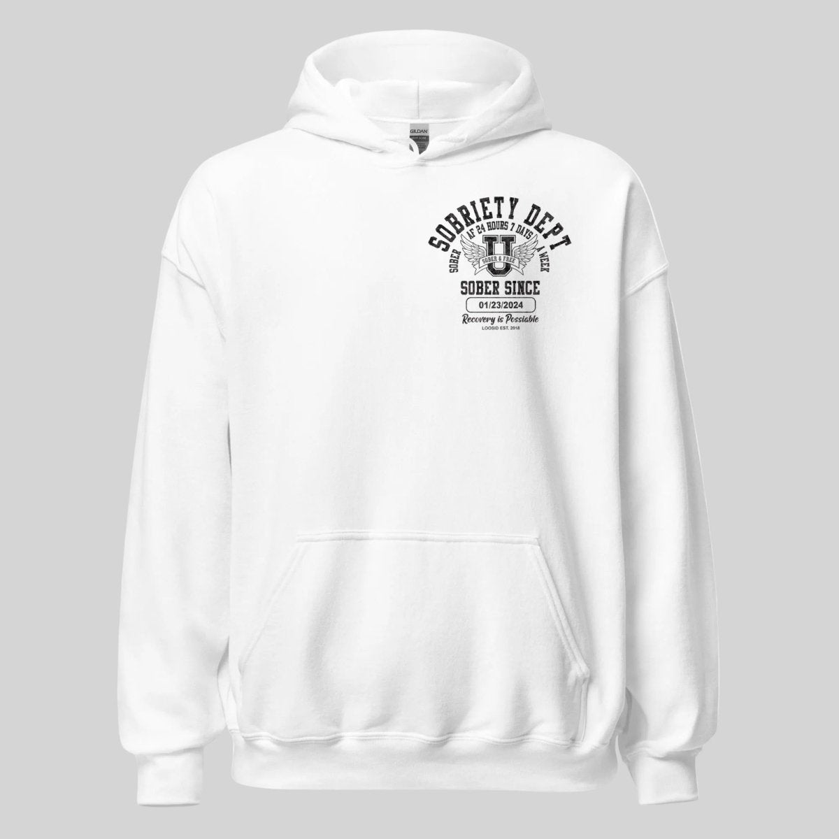 Sobriety Dept Recovery Hoodie packaging detail (view 18)