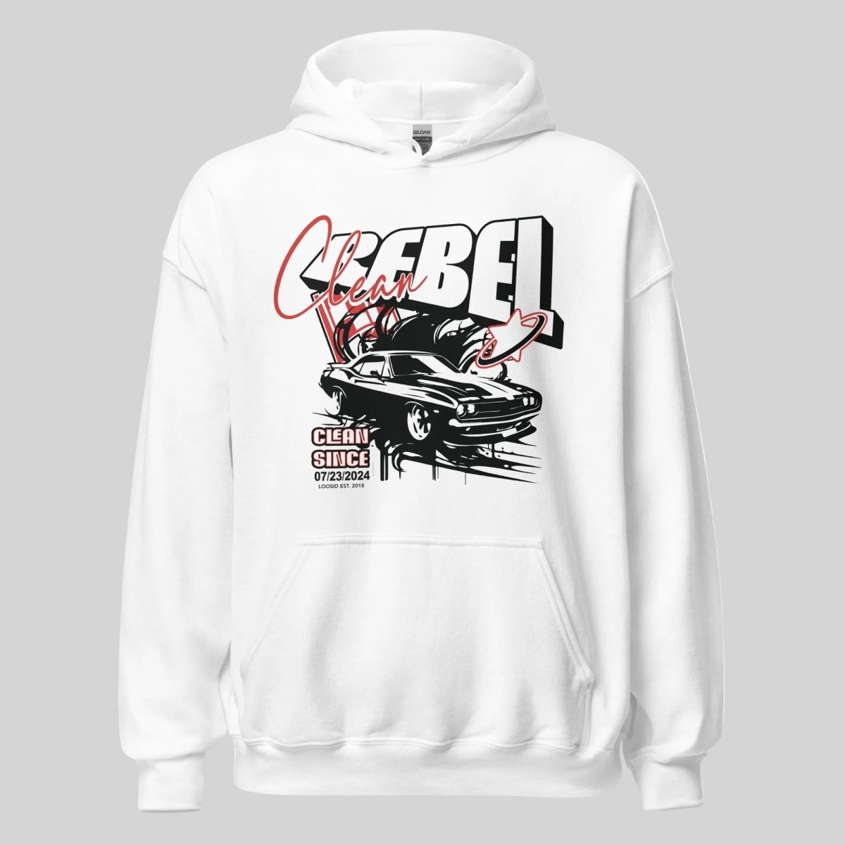 Clean Rebel Custom Recovery Date Recovery Hoodie flat lay styled image (view 3)