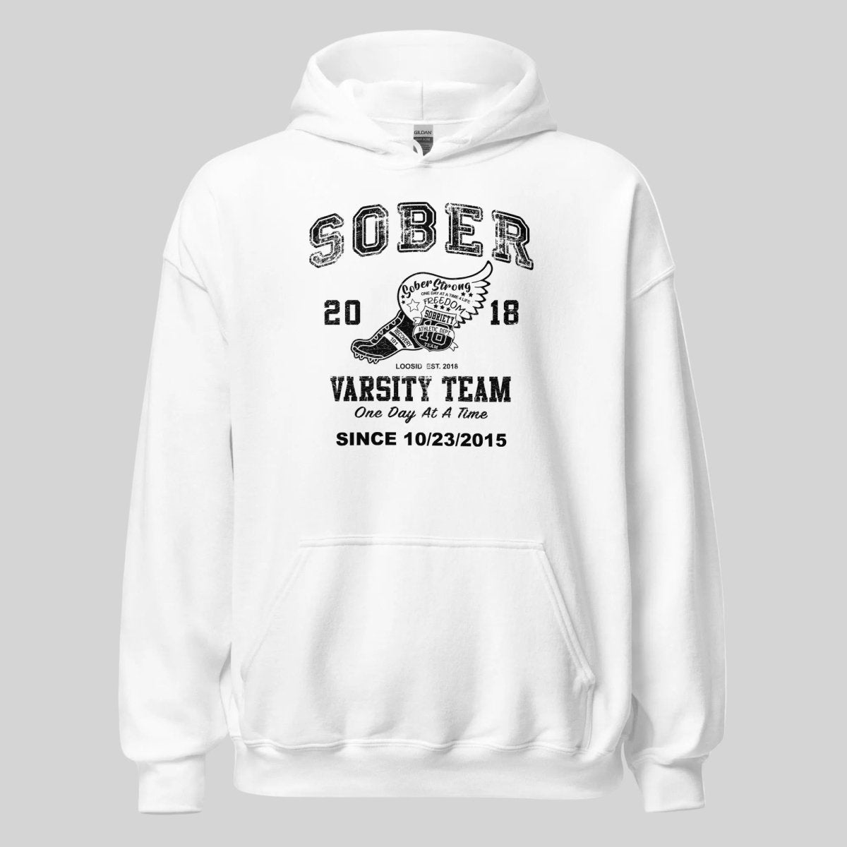 Sober Varsity Team Recovery Hoodie side view (view 6)