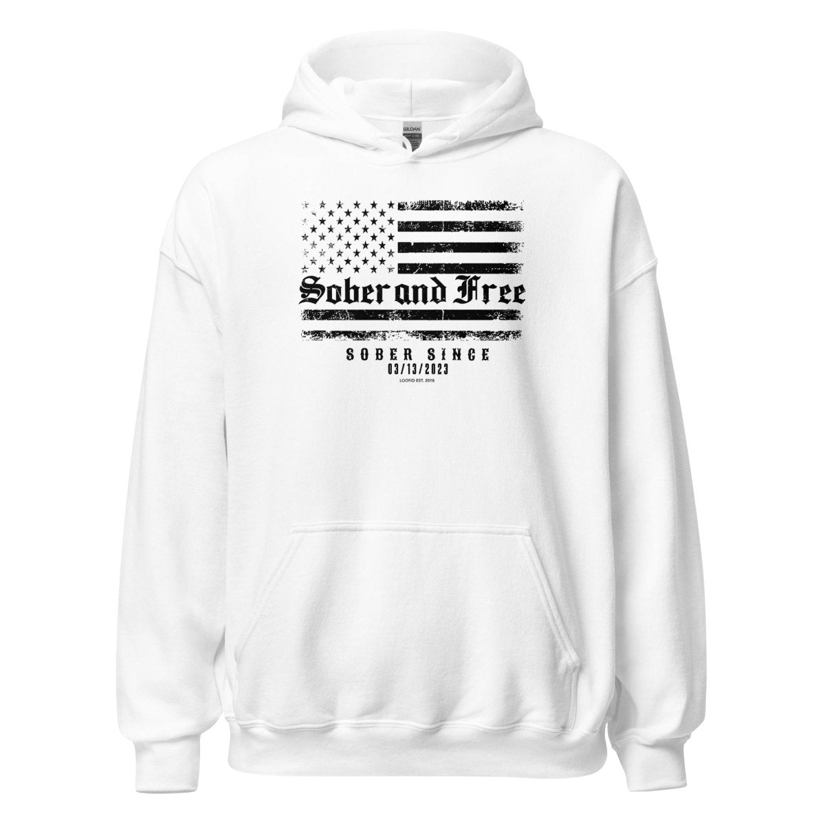 Sober and Free Custom Sobriety Date Recovery Hoodie fit detail (view 29)