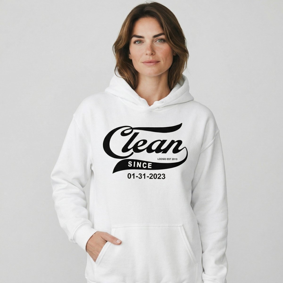 Clean Since Sober Recovery Hoodie back view (view 27)