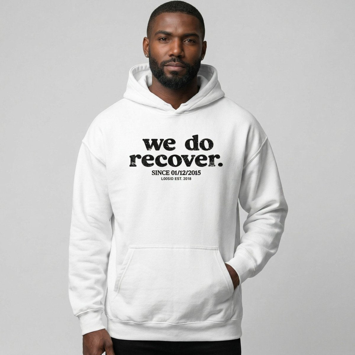 We Do Recover Men's Sober Recovery Hoodie side view (view 16)