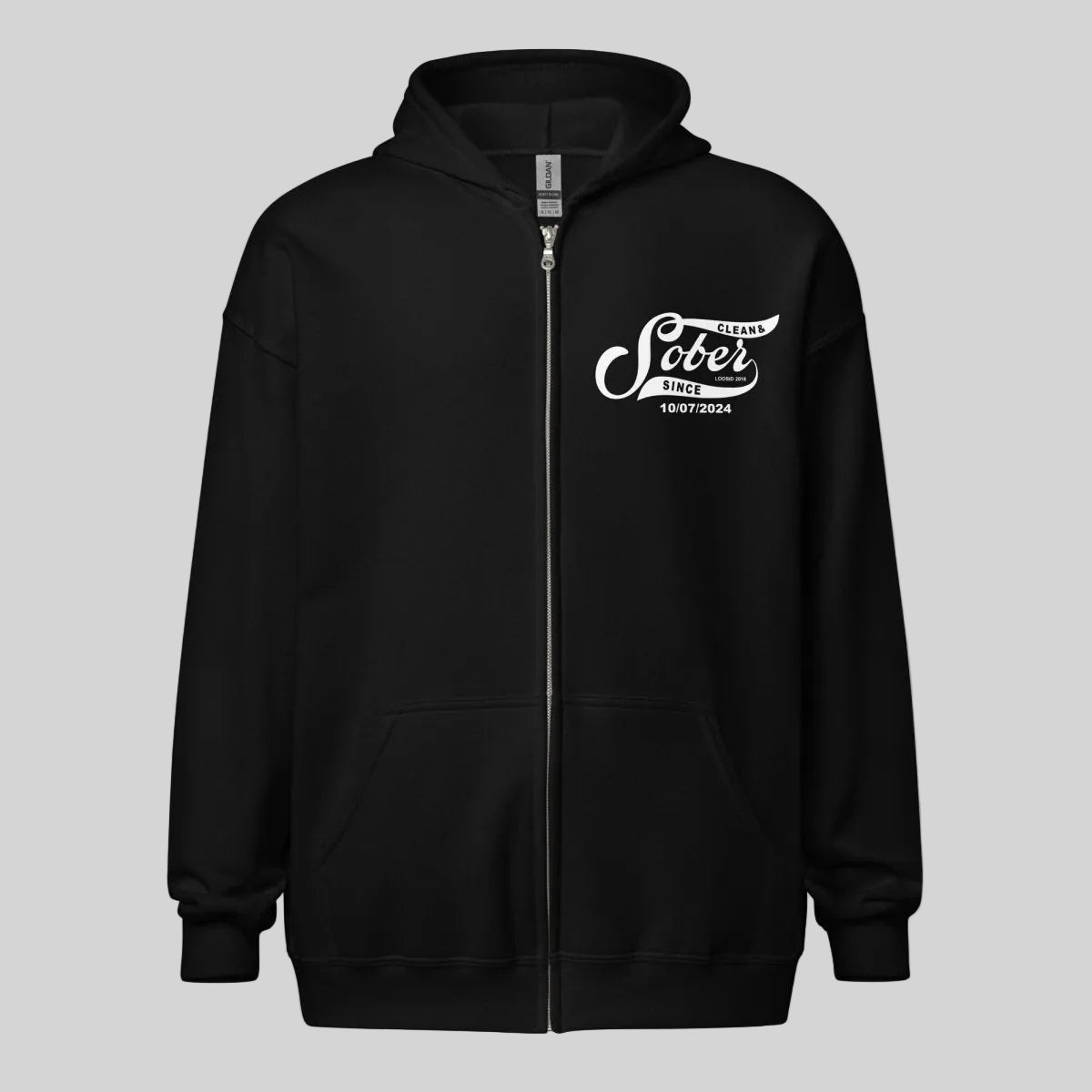 Sober Since Recovery Hoodie flat lay styled image (view 3)