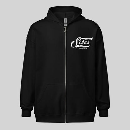 Sober Since Recovery Hoodie flat lay styled image (view 3)
