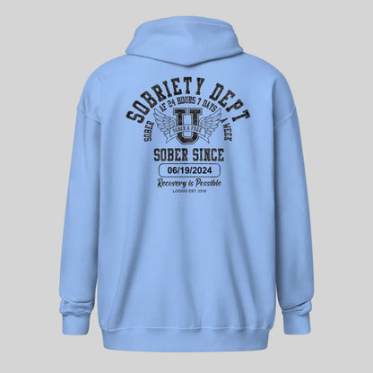 Sobriety Dept Zip Recovery Hoodie graphic detail (view 34)