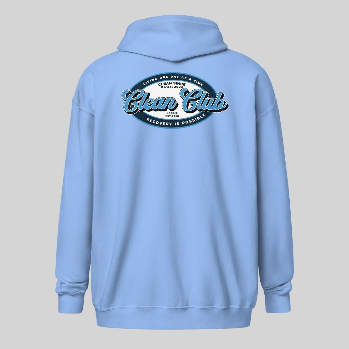 Clean Club Badge Unisex Zip Recovery Hoodie fit detail (view 29)