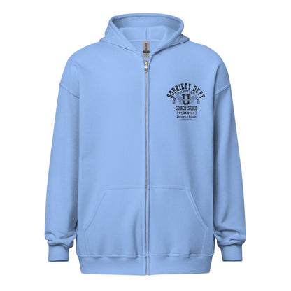 Sobriety Dept Zip Recovery Hoodie featuring the design (view 11)
