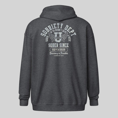 Sobriety Dept Zip Recovery Hoodie graphic detail (view 24)