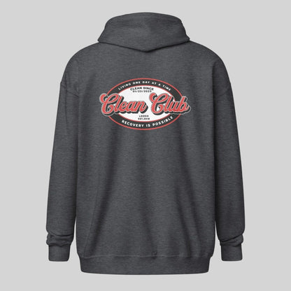 Clean Club Badge Unisex Zip Recovery Hoodie fit detail (view 9)