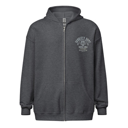 Sobriety Dept Zip Recovery Hoodie back view (view 7)