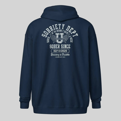 Sobriety Dept Zip Recovery Hoodie fit detail (view 19)