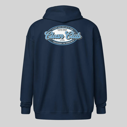 Clean Club Badge Left Chest Print Unisex Zip Recovery Hoodie featuring the design (view 21)