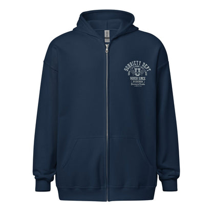 Sobriety Dept Zip Recovery Hoodie lifestyle view (view 5)
