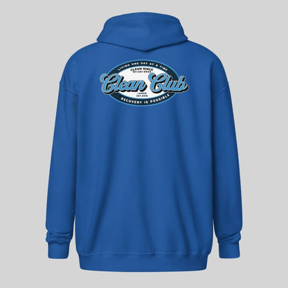 Clean Club Badge Unisex Zip Recovery Hoodie lifestyle view (view 25)
