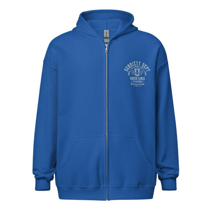 Sobriety Dept Zip Recovery Hoodie fit detail (view 9)