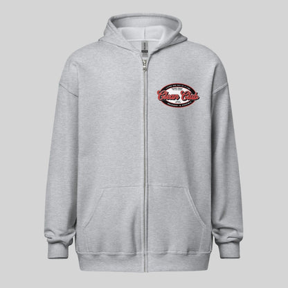 Clean Club Badge Left Chest Print Unisex Zip Recovery Hoodie featuring the design (view 11)