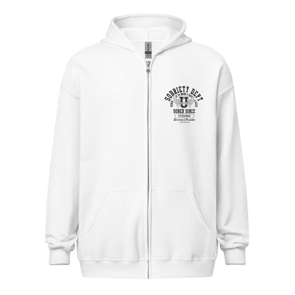 Sobriety Dept Zip Recovery Hoodie side view (view 36)