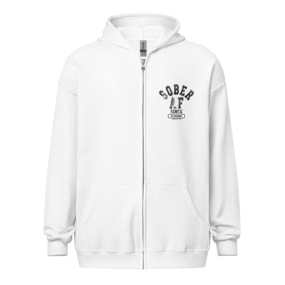 Sober AF Since Unisex Zip Recovery Hoodie packaging detail (view 18)