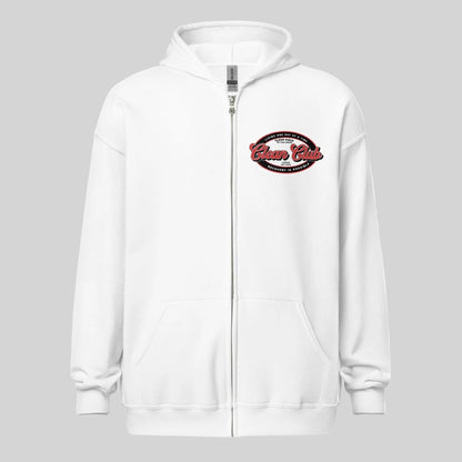 Clean Club Badge Unisex Zip Recovery Hoodie lifestyle view (view 15)