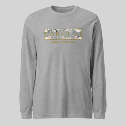 Sober AF Flower Long Sleeve Sober T Shirt back view (view 27)