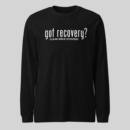 Got Recovery Long Sleeve Sober T Shirt flat lay styled image (view 3)