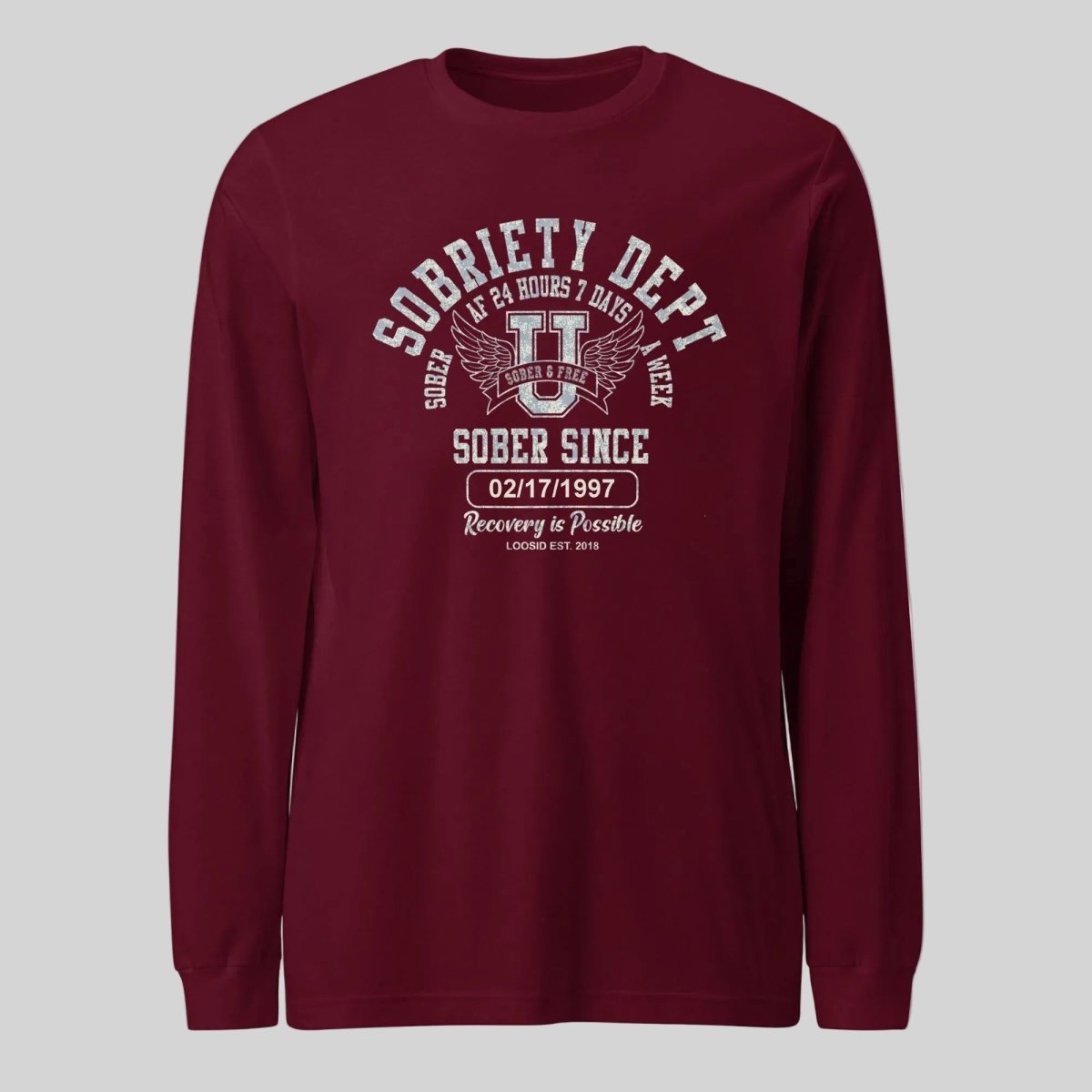 Sobriety Dept 24 7 Long Sleeve Sober T Shirt product photo (view 10)