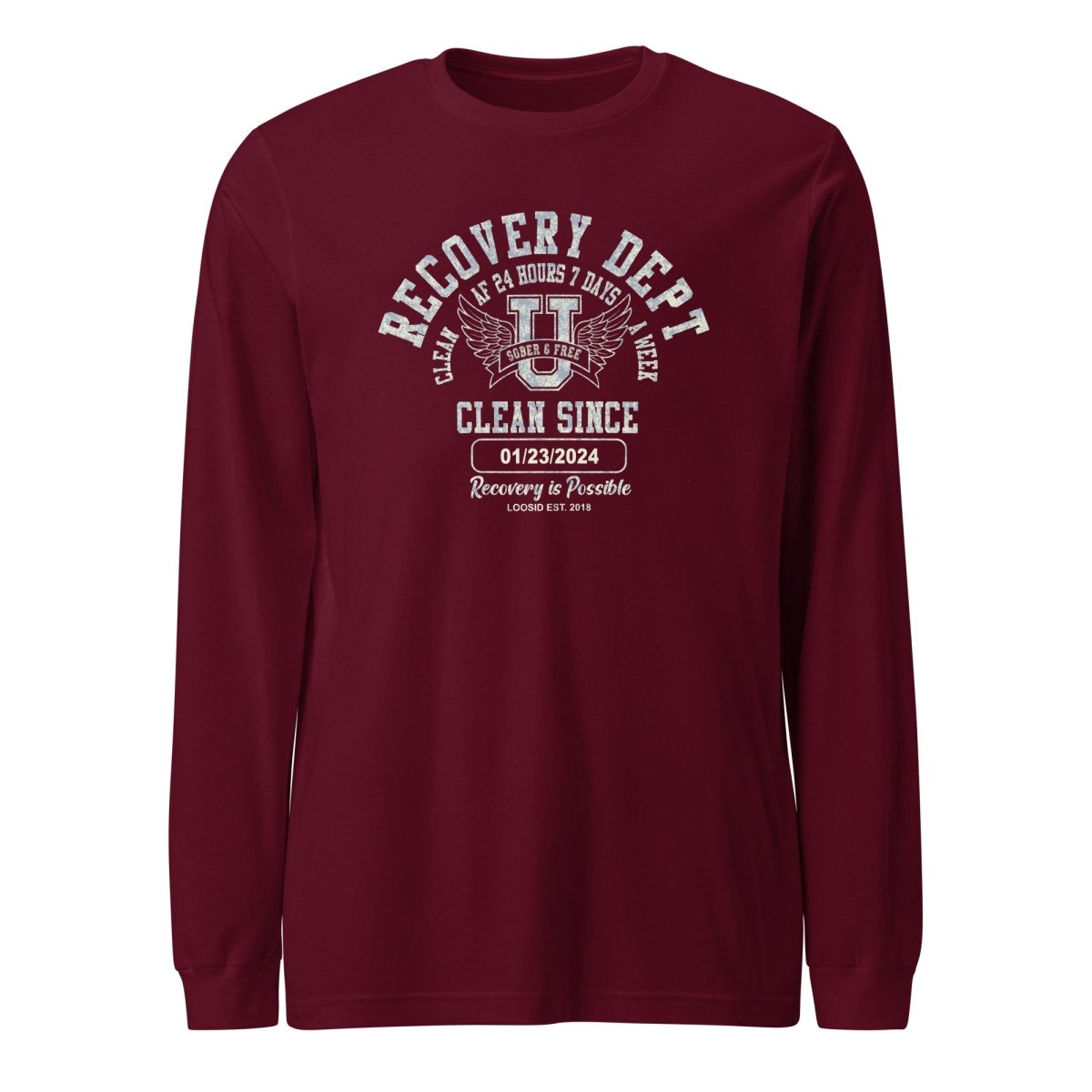 Recovery Dept 24 7 Long Sleeve Sober T Shirt featuring the design (view 11)