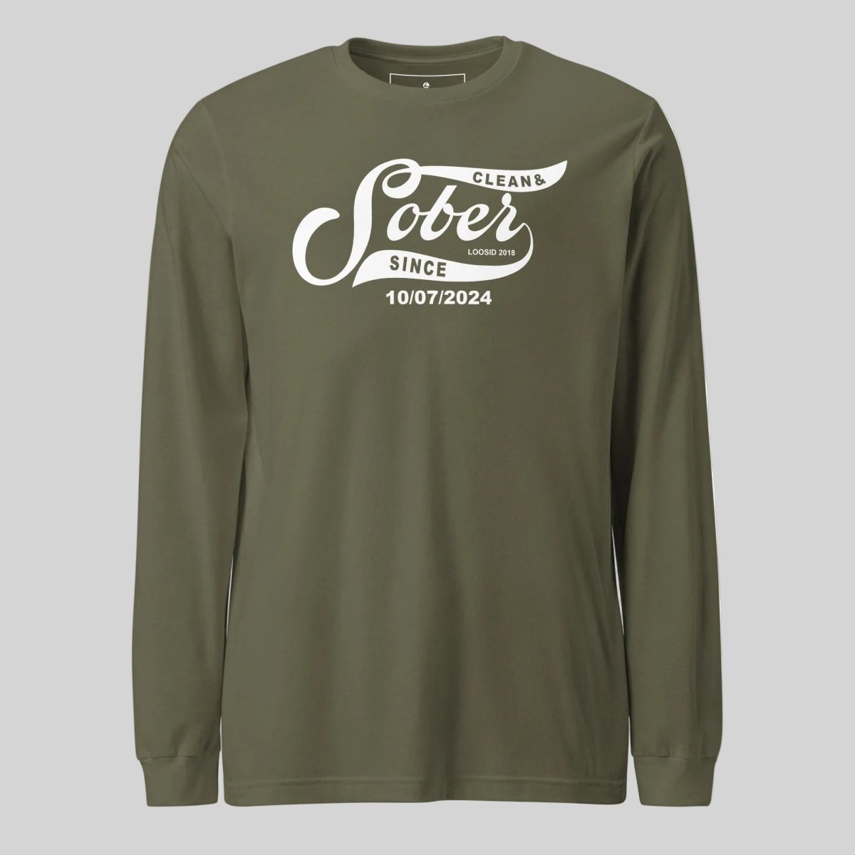 Sober Since Long Sleeve w Custom Sobriety Date Sober T Shirt featuring the design (view 11)