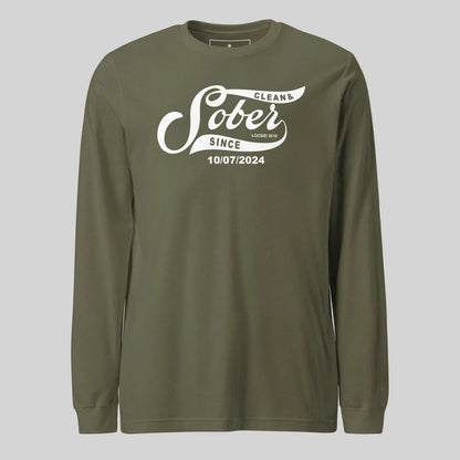 Sober Since Long Sleeve w Custom Sobriety Date Sober T Shirt featuring the design (view 11)