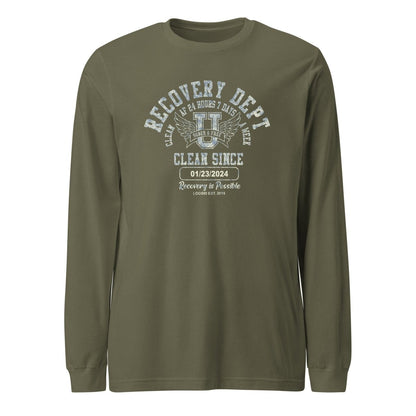 Recovery Dept 24 7 Long Sleeve Sober T Shirt flat lay styled image (view 23)
