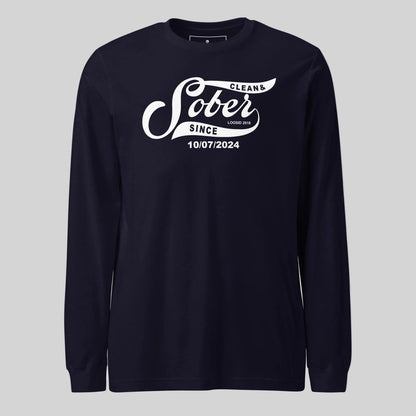 Sober Since Long Sleeve w Custom Sobriety Date Sober T Shirt lifestyle view (view 15)