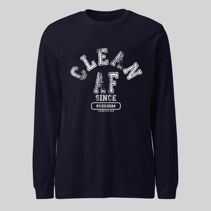 Clean AF Since Long Sleeve Sober T Shirt back view (view 7)
