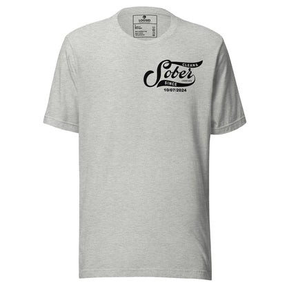 Sober Since Sober T Shirt flat lay styled image (view 13)