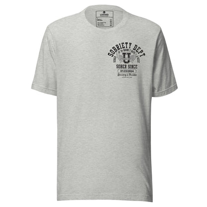 Sobriety Dept 24 7 Sober T Shirt close-up view (view 12)