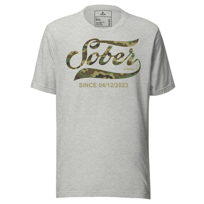 Sober Since Camo Sober T Shirt featuring the design (view 11)