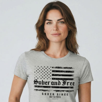 Sober and Free Sober T Shirt back view (view 7)